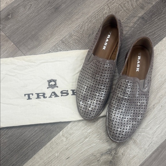 Trask Shoes - Trask Ali Perfed Metal Gray Slip-On Loafers